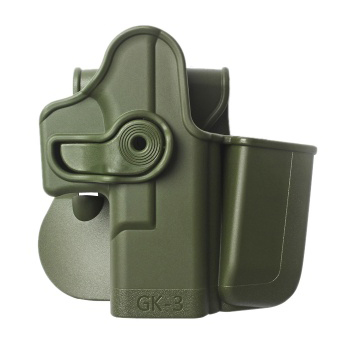 IMI ® Gürtelholster mit Magazintasche für Glock Serie, rechts - Olive